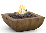 American Fyre Designs 36" Bordeaux Reclaimed Wood Square Fire Bowl - Kozy Korner Fire Pits