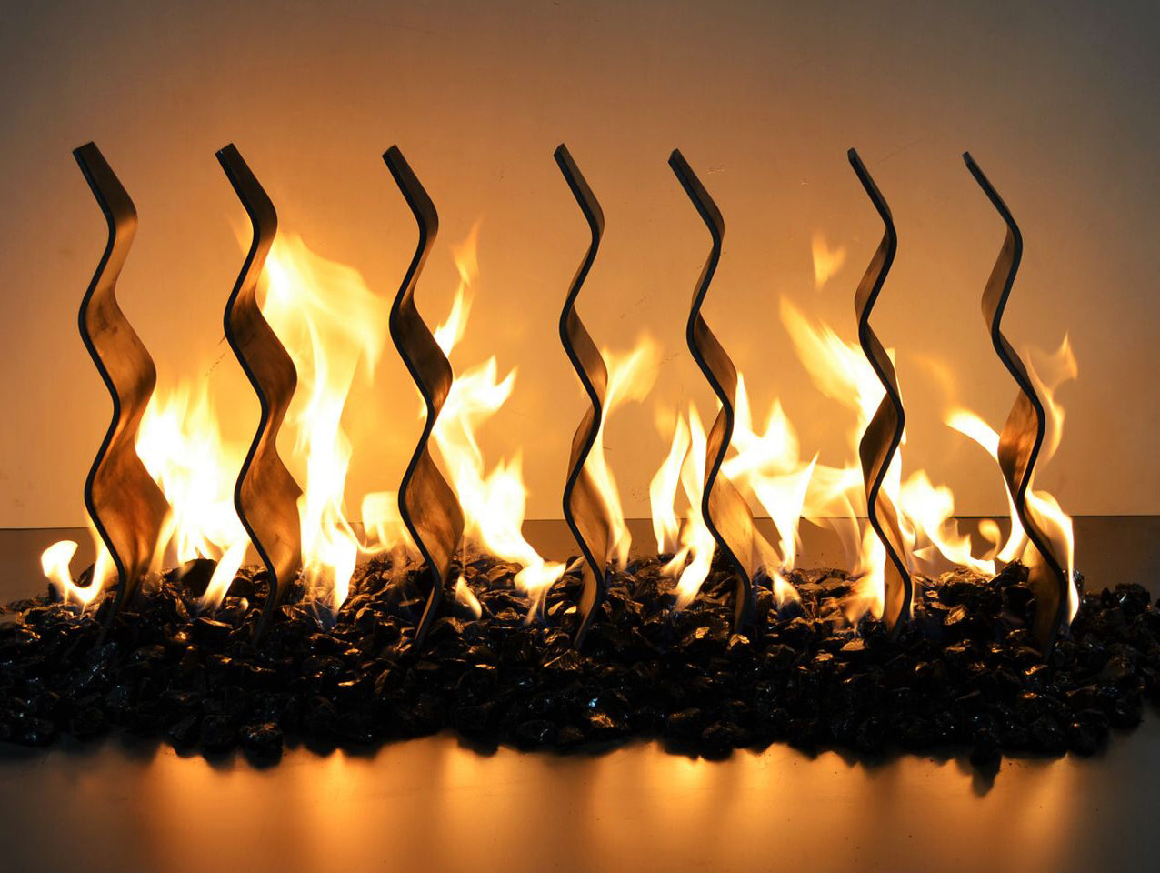 Black Steel Fireplace Waves - Kozy Korner Fire Pits