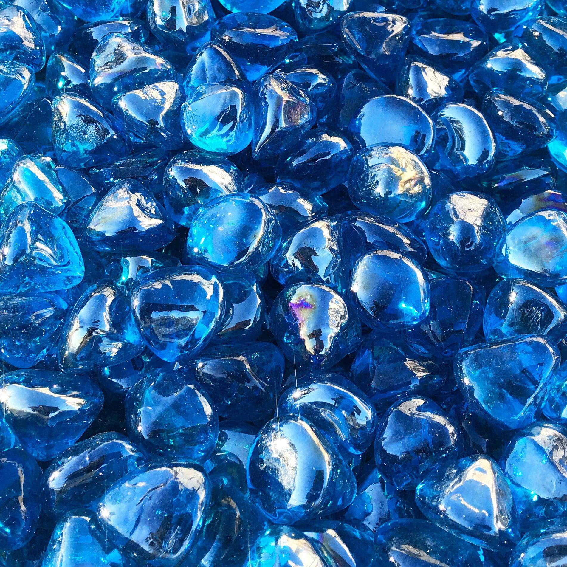 Blue Ridge Brand 1" Sapphire Blue Reflective Fire Glass Diamonds - Kozy Korner Fire Pits