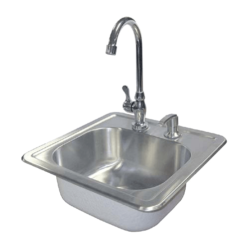Cal Flame 15-1/2 in. Outdoor Stainless Steel Sink w/ Soap Dispenser - Kozy Korner Fire Pits