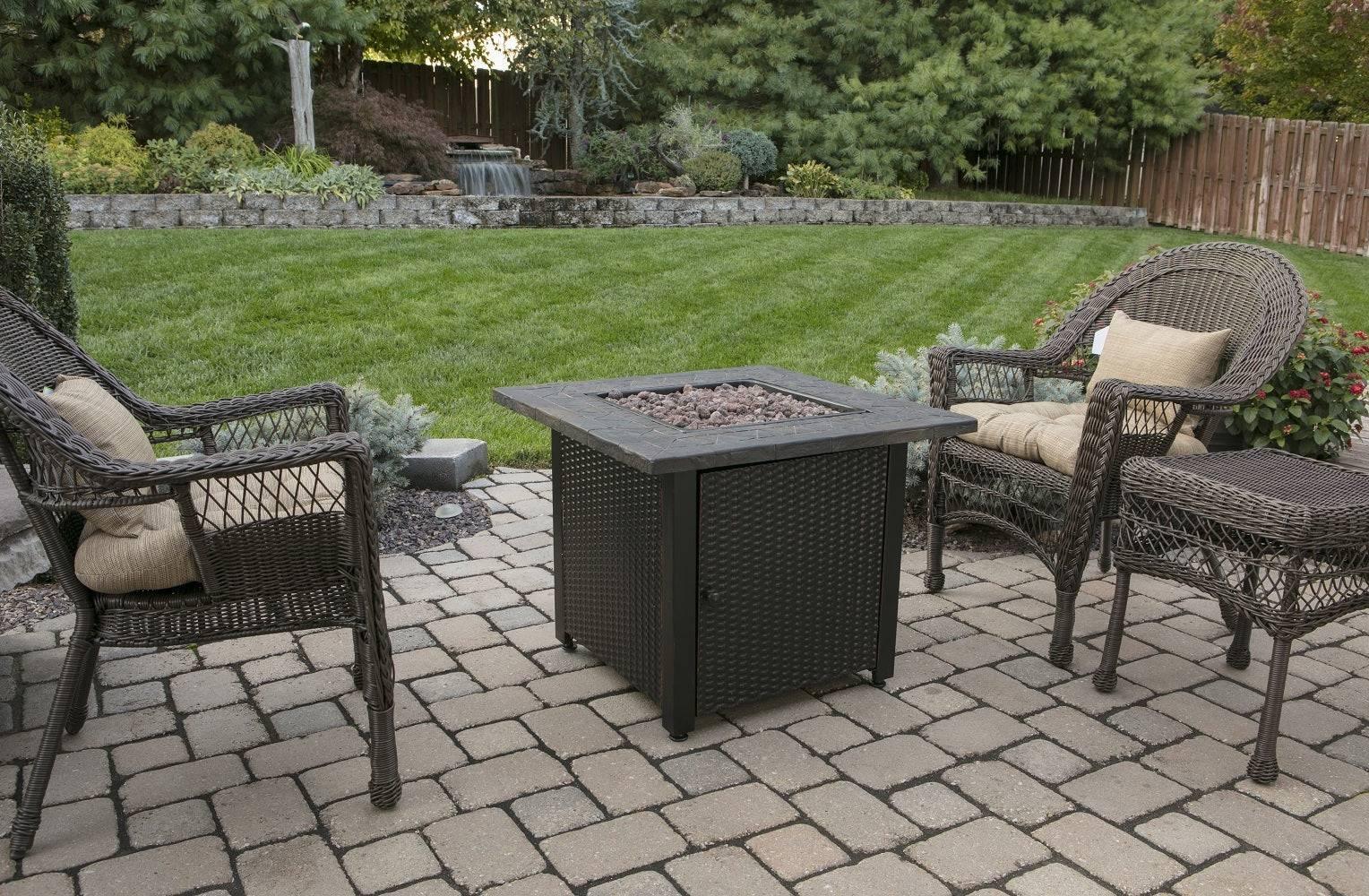 Endless Summer 30" Resin Tile Mantel Propane Outdoor Fire Pit Table - Kozy Korner Fire Pits