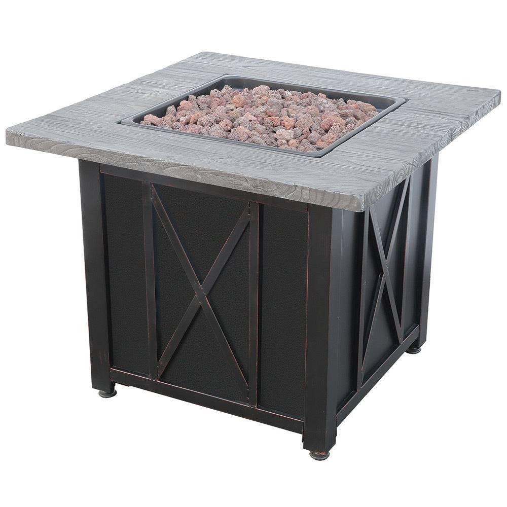 Endless Summer 30" Weathered Wood Resin Mantel Propane Outdoor Fire Pit Table - Kozy Korner Fire Pits