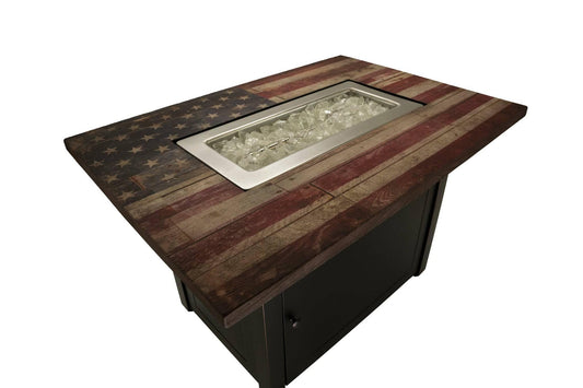 Endless Summer The Americana, 40 x 28 Rectangular Propane Outdoor Fire Pit Table - Kozy Korner Fire Pits