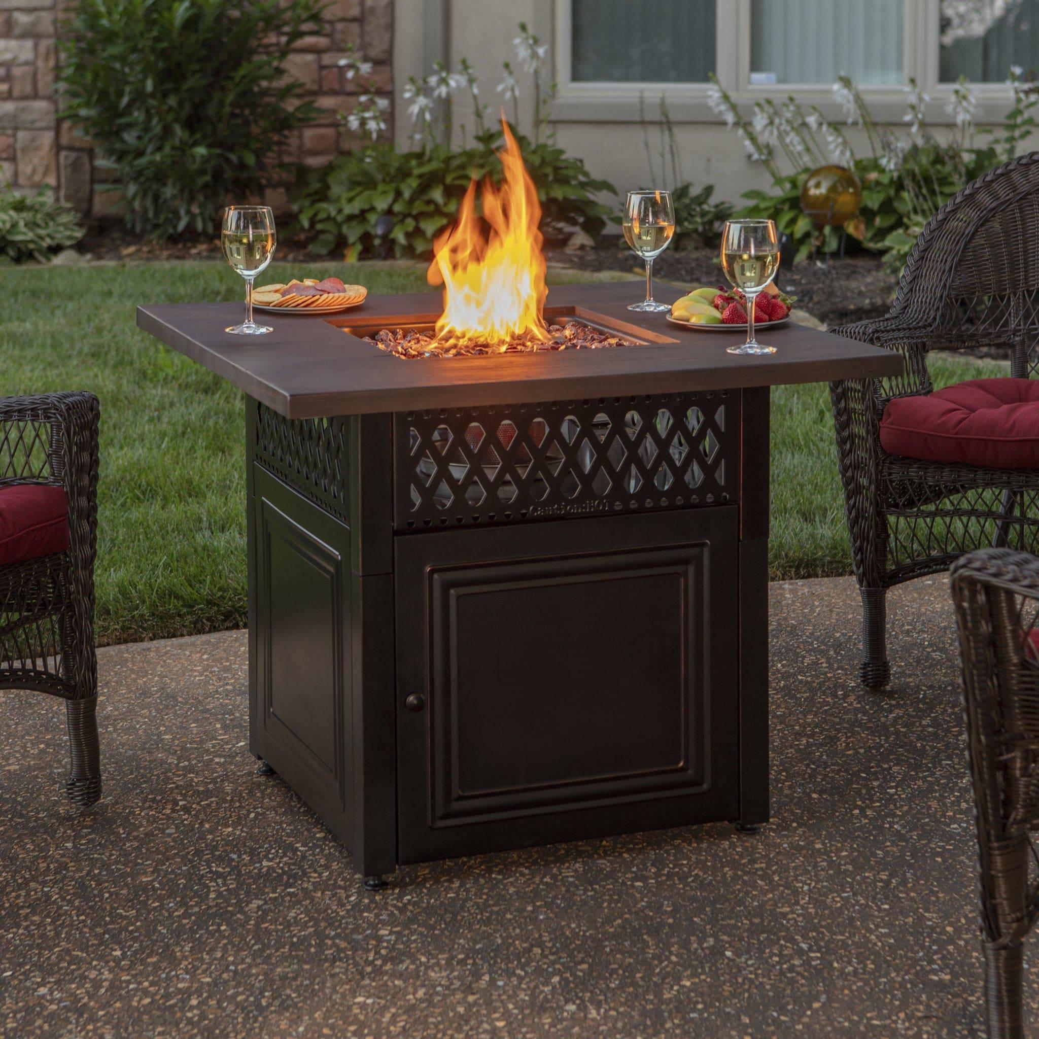 Endless Summer The Donovan, Dual Heat Propane Outdoor Fire Pit Table/Patio Heater with Wood Resin Mantel - Kozy Korner Fire Pits