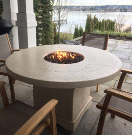 HearthCo Mt. Lassen Round Concrete Outdoor Fire Pit Dining Table - Kozy Korner Fire Pits