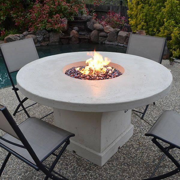 HearthCo Mt. Lassen Round Concrete Outdoor Fire Pit Dining Table - Kozy Korner Fire Pits