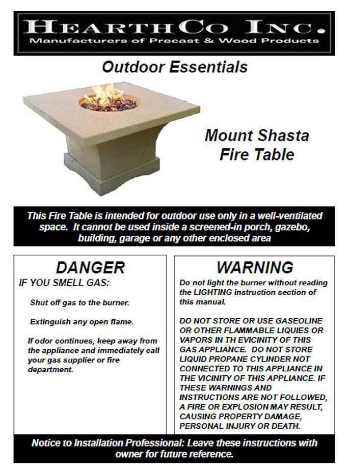 HearthCo Mt. Shasta Square Concrete Outdoor Dining Fire Pit Table - Kozy Korner Fire Pits