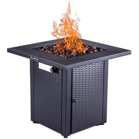Legacy Heating 28 Inch Propane Fire Pit Tables for Outside Patio Wicker Gas Square 50000BTU - Kozy Korner Fire Pits
