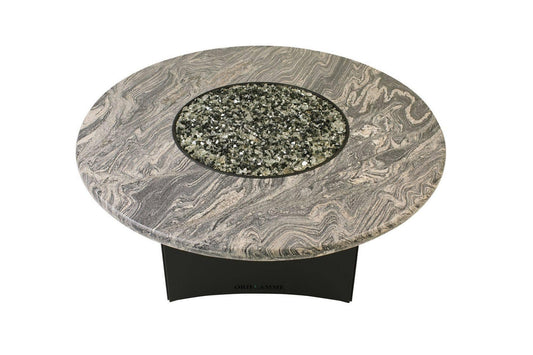 Oriflamme Silver Tiger Granite Propane Fire Table - Round - Kozy Korner Fire Pits